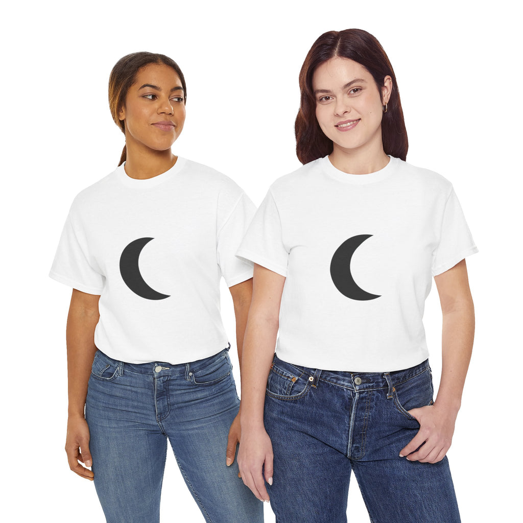 Minimal Crescent Moon Tee — Simple Black Moon Graphic Shirt