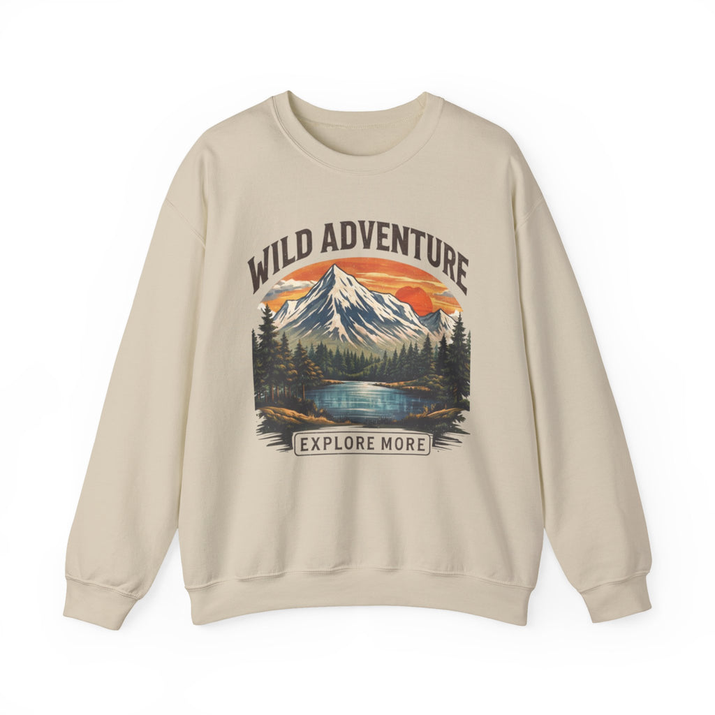 Crewneck Sweatshirt - Wild Adventure "Explore More" Mountain Graphic