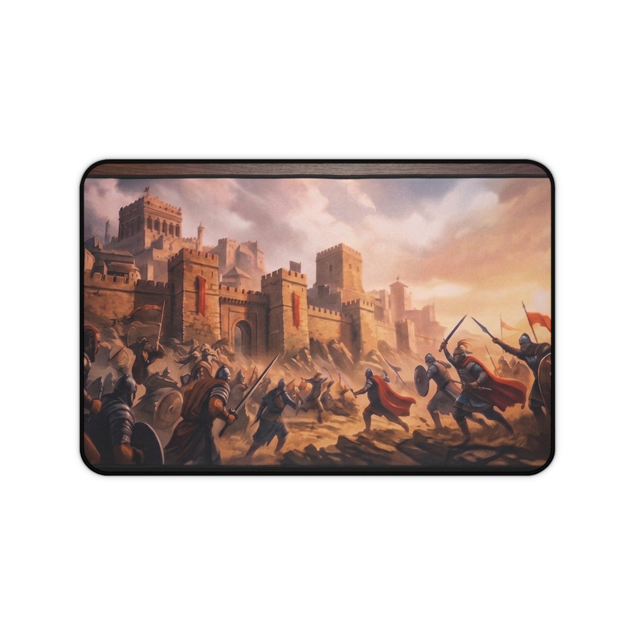 Medieval Castle Battle Desk Mat — Epic Fantasy Gaming Mouse Pad