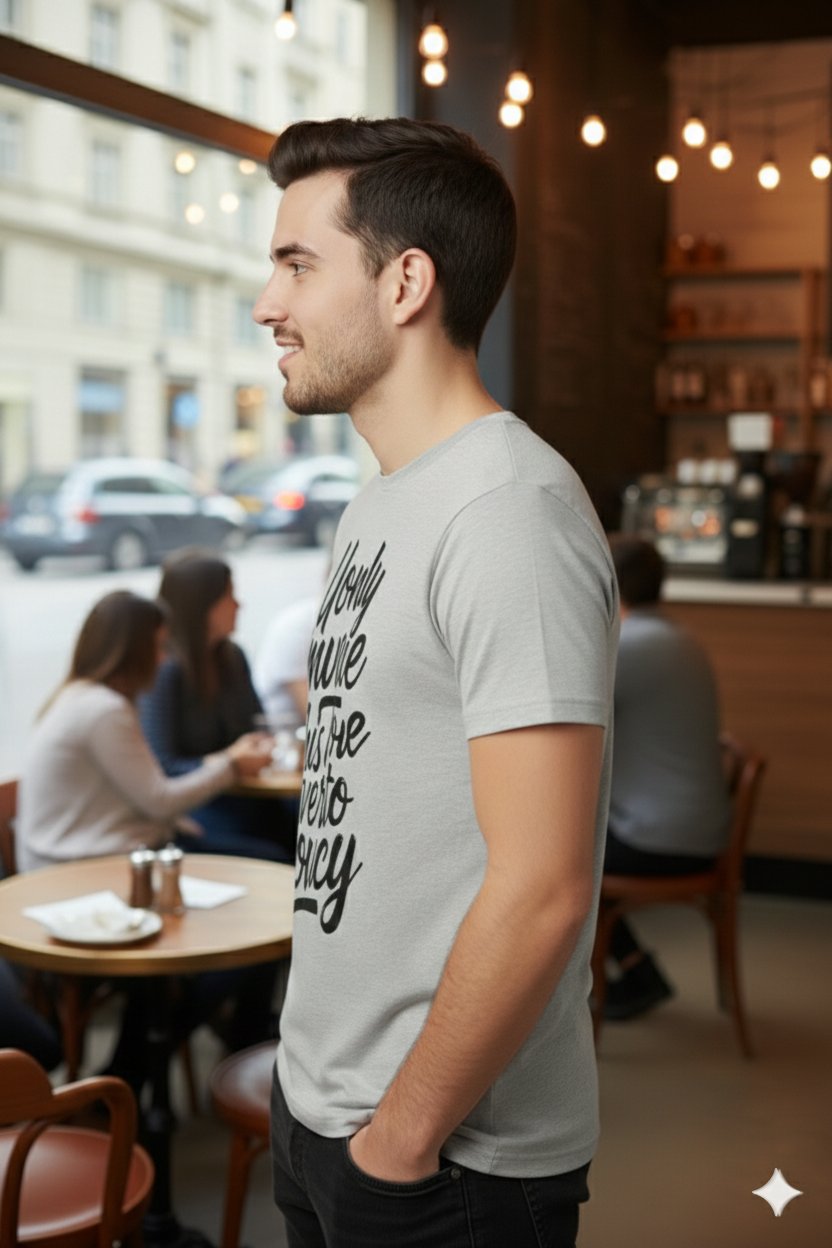 Graphic Tee — Script Typography Quote Shirt