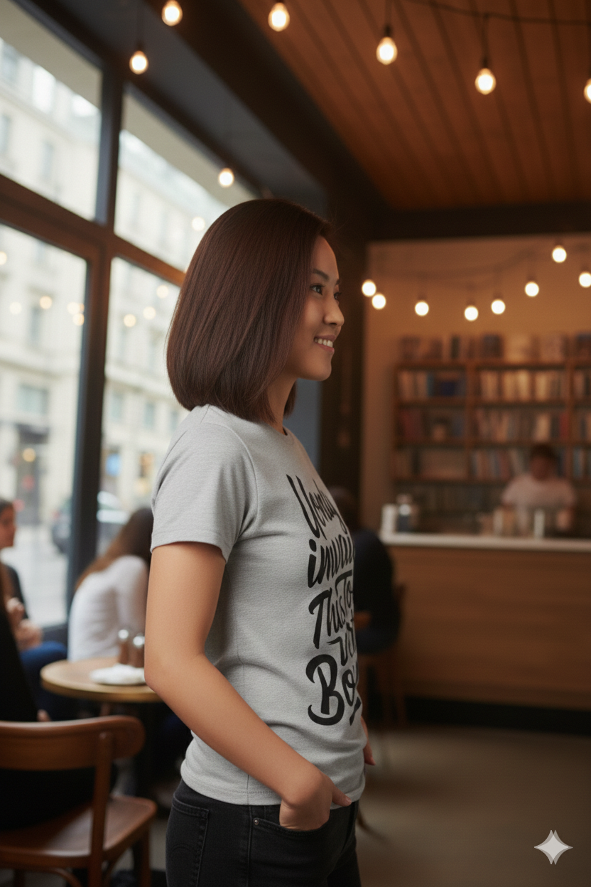 Graphic Tee — Script Typography Quote Shirt