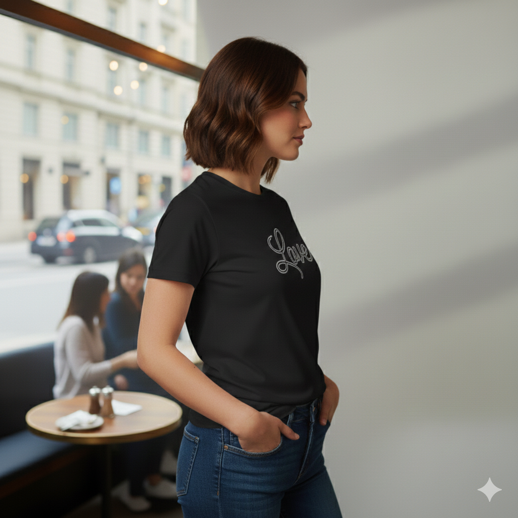 Love Script T‑Shirt — Retro Cursive Graphic Tee