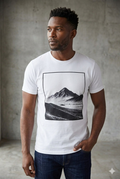 Mountain Landscape Graphic Tee – Black & White Scenic Photo T-Shirt