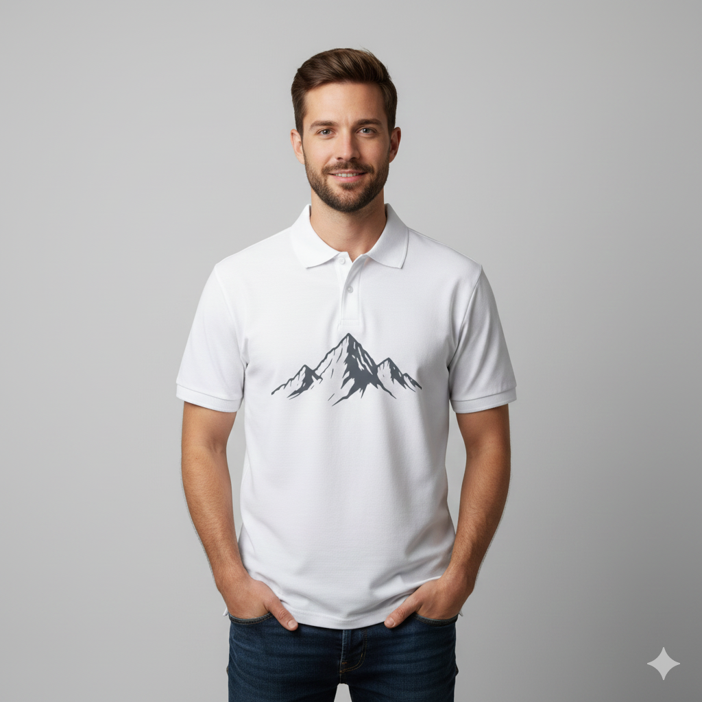 Men's Mountain Polo Shirt – Minimalist Peak Graphic