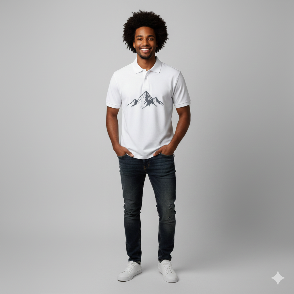 Men's Mountain Polo Shirt – Minimalist Peak Graphic