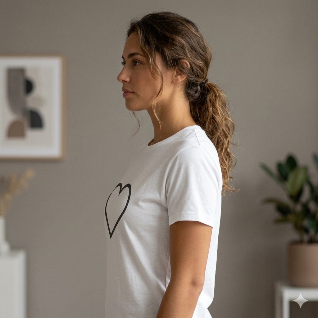 Minimal Heart Tee — Simple Outline Heart Graphic Shirt