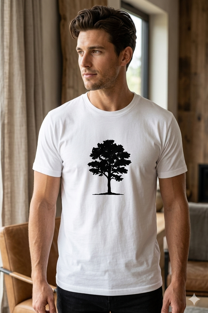 Unisex Minimalist Tree Silhouette T-Shirt - Naturecore Sustainable Cotton Graphic Tee