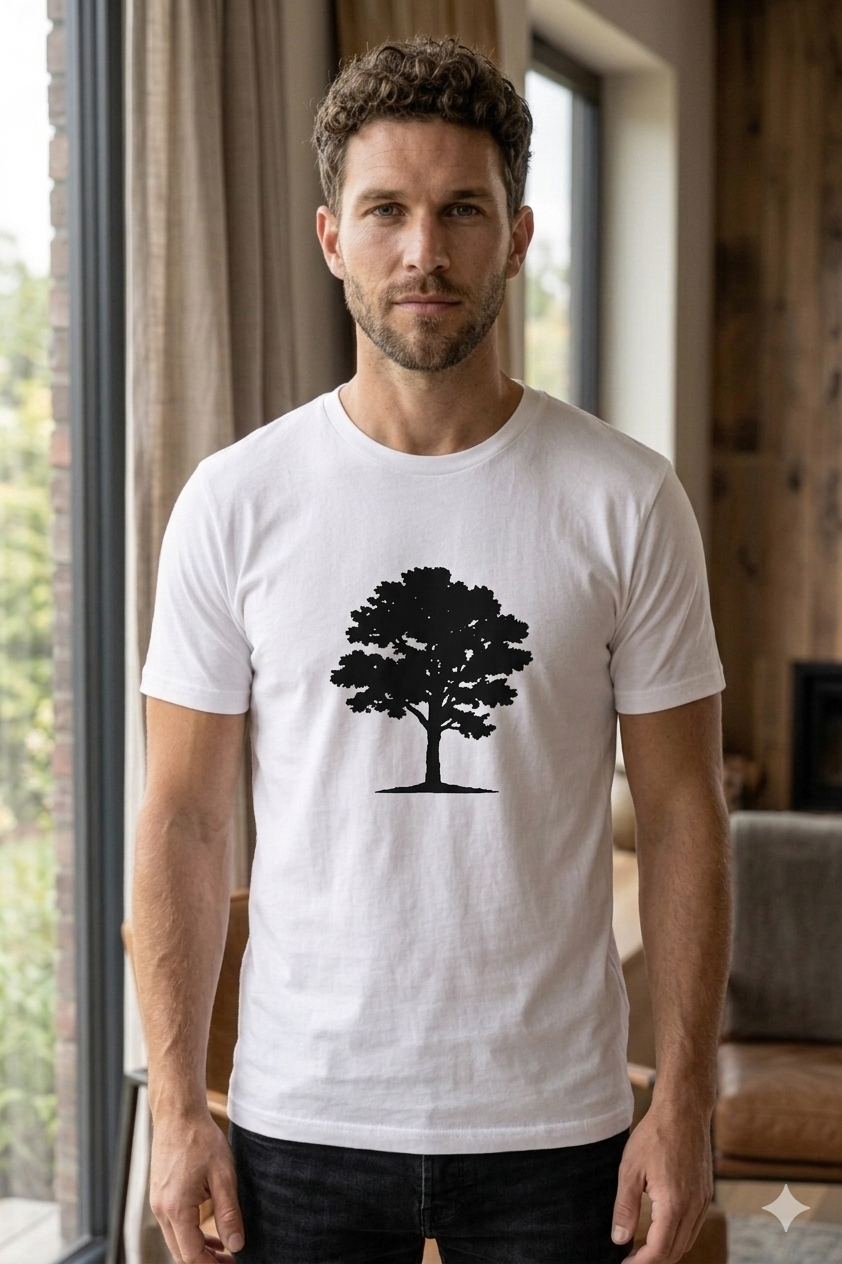 Unisex Minimalist Tree Silhouette T-Shirt - Naturecore Sustainable Cotton Graphic Tee
