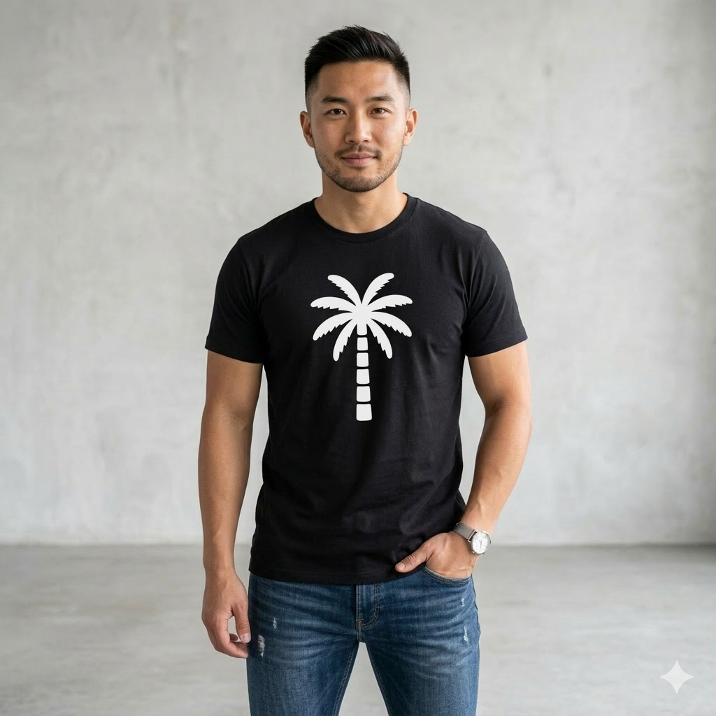 Palm Tree T-Shirt — Minimal White Palm Graphic Tee