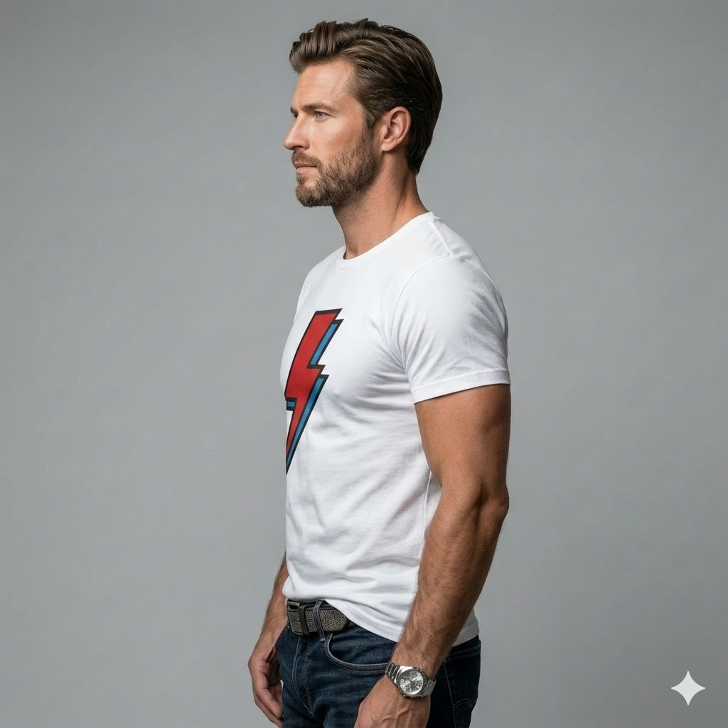 Lightning Bolt Graphic Tee — Red & Blue Minimalist T-Shirt