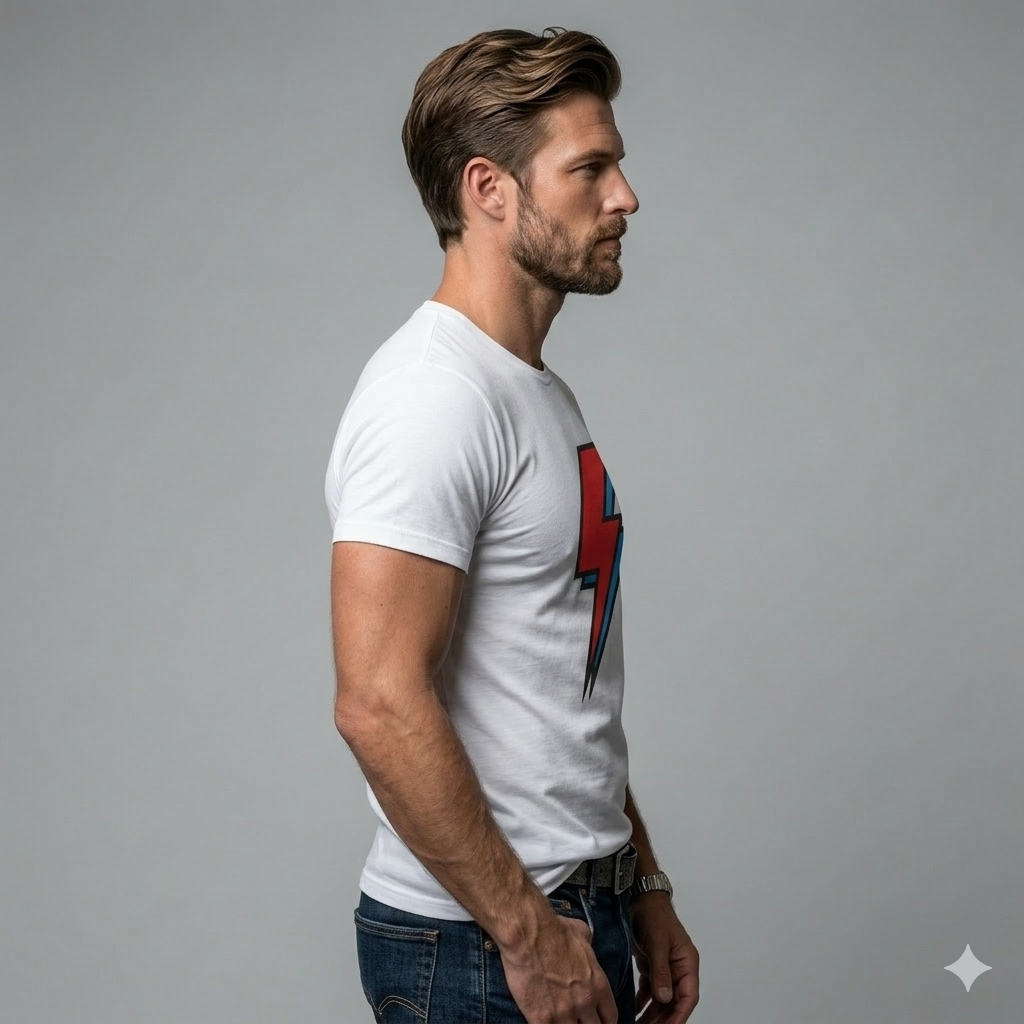 Lightning Bolt Graphic Tee — Red & Blue Minimalist T-Shirt