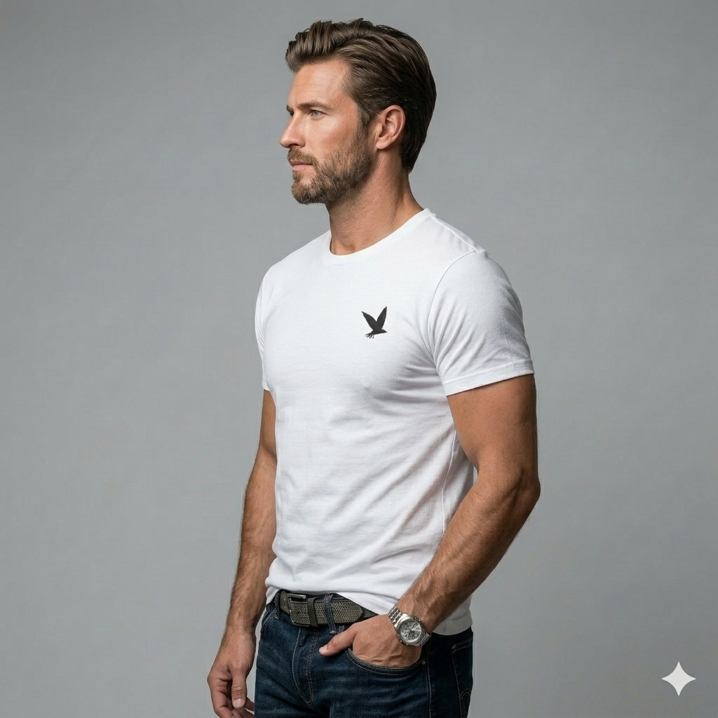 Minimalist Flying Bird T‑Shirt — Small Chest Silhouette Tee