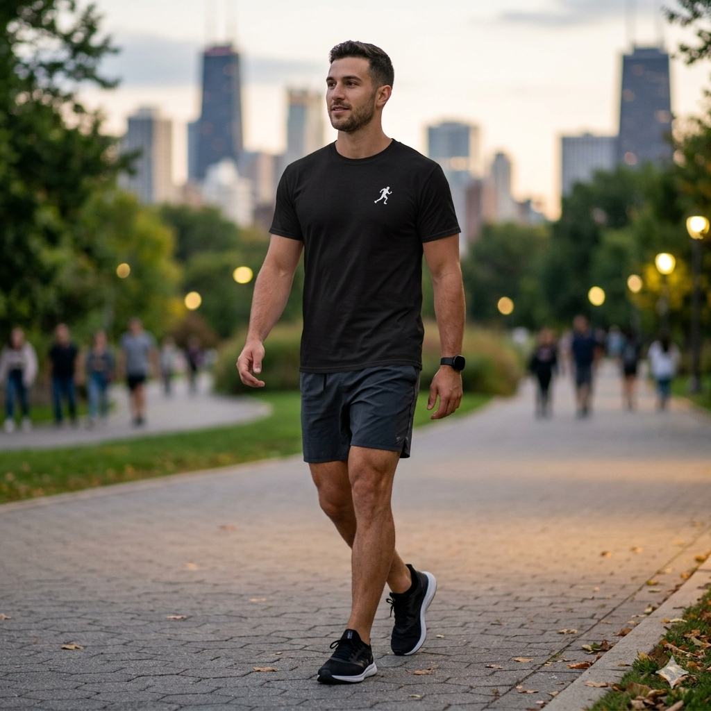 Running Icon Tee — Minimalist Runner Logo Black T‑Shirt