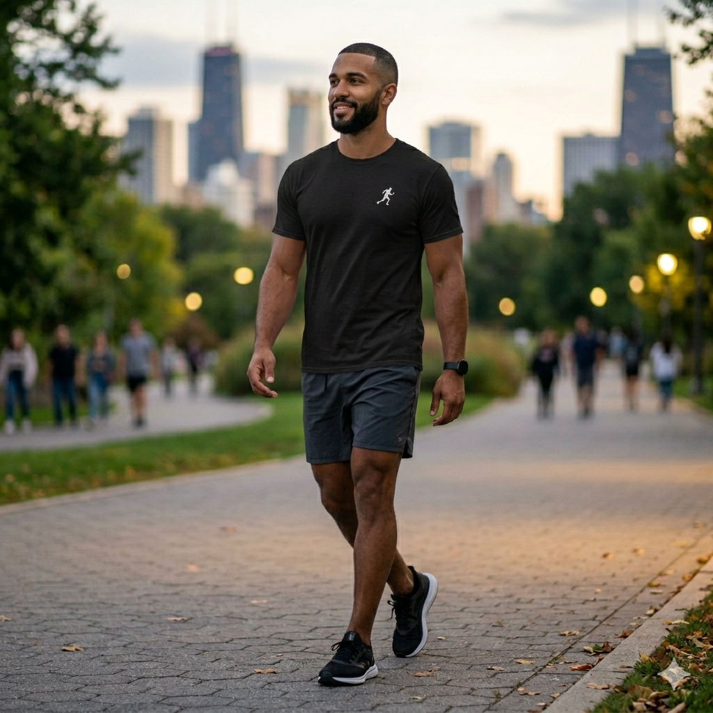Running Icon Tee — Minimalist Runner Logo Black T‑Shirt
