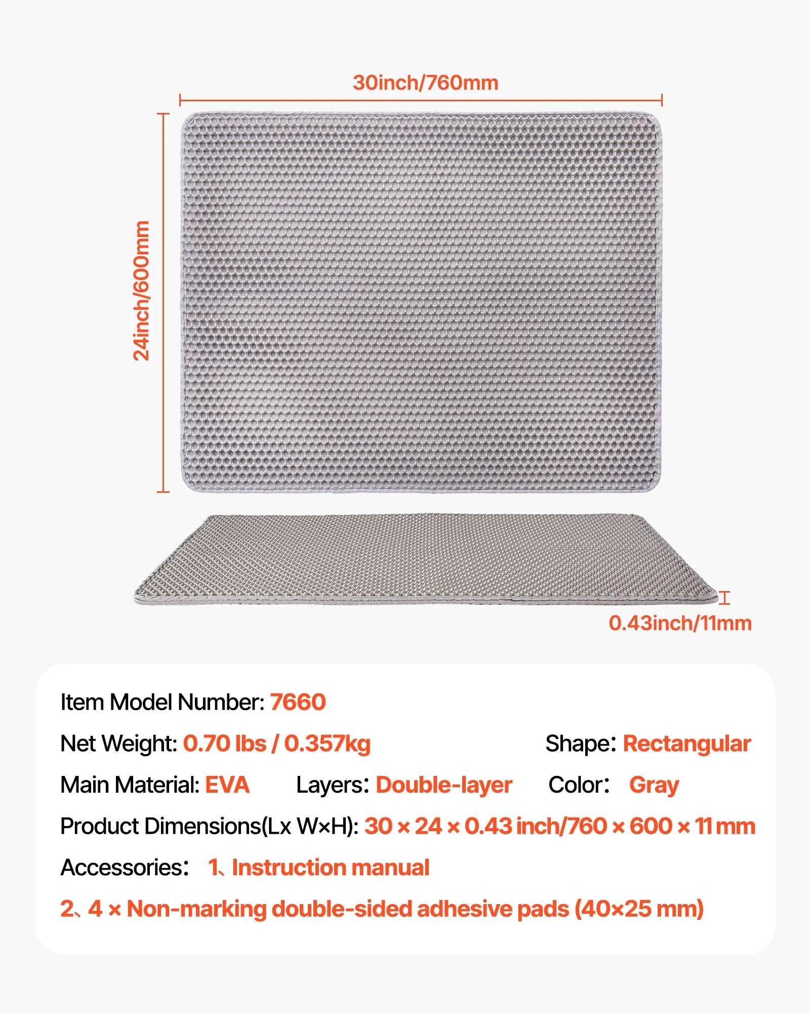 Cat Litter Pad Honeycomb Cat Pad Waterproof Urine Proof Pad Pet Supplies