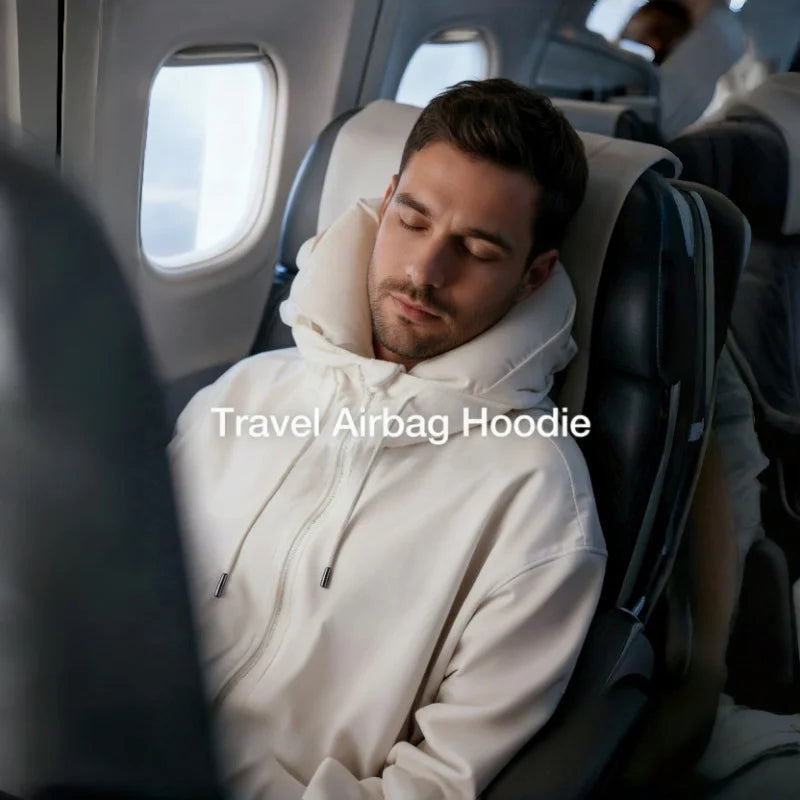 Airbag Hoodie Travel Neck Airbag Safety Sweatshirt Shockproof Protective Hoodie Outdoor  Wear Unisex Zip-Up Fleece Jacket  Man